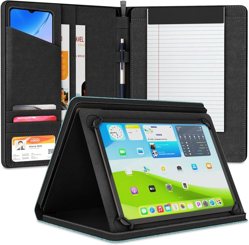 KHOMO Universal Padfolio Case – Tablet Portfolio Organizer with Notepad Holder – Compatible with iPad 10th 11th Gen, iPad Pro 11, iPad 7 8 9 10.2 10.9 and 9.7 inches - Image 1